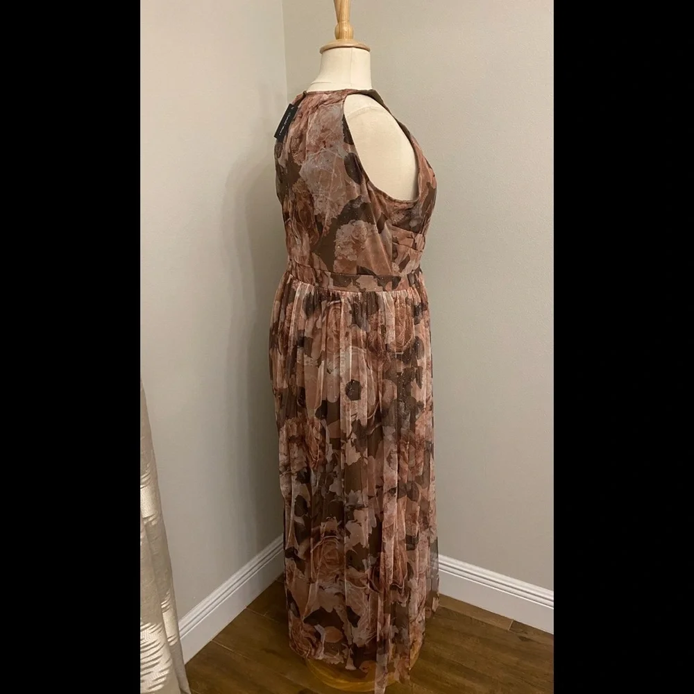 Candalite Plus Dress Brown Blush Mesh 2X Plus Size - Picture 3 of 4